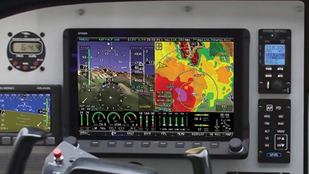 The primary flight display and multifunction display may be combined on a split screen, as long as the elements specified in 61.129(j) are continuously visible.